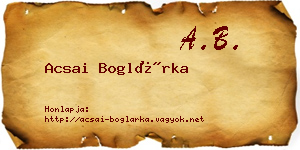 Acsai Boglárka névjegykártya
